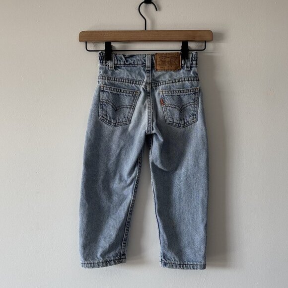 VTG Levi’s Toddler Jeans Made In USA Orange Tab Size 4 Distressed Denim - Picture 1 of 14